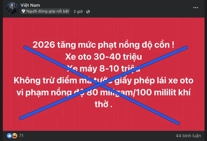 Cục Cảnh sát giao thông bác bỏ tin đồn tăng mức xử phạt vi phạm nồng độ cồn