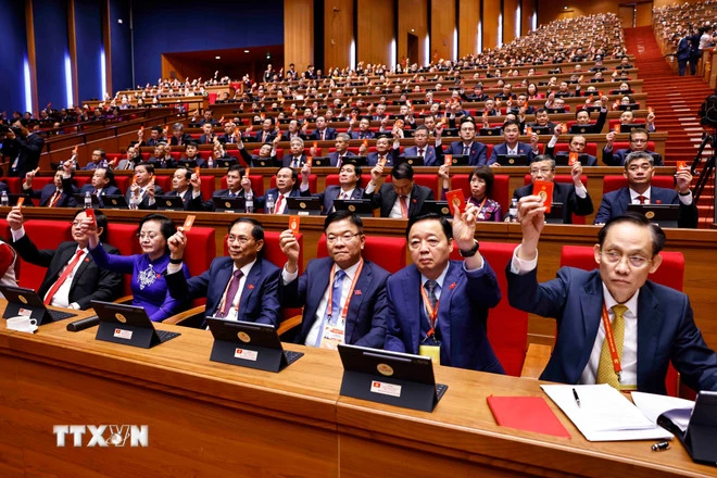 Tại phiên trù bị, các đại biểu đã biểu quyết thông qua Quy chế làm việc của Đại hội. (Ảnh: TTXVN)