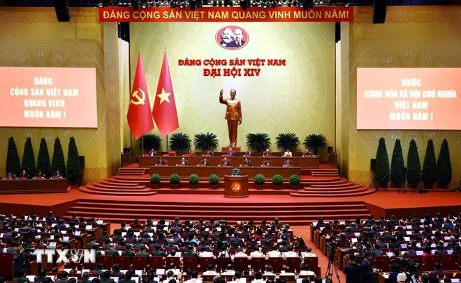 Phiên thảo luận tại hội trường về các văn kiện Đại hội, sáng 21/1. (Ảnh: TTXVN)