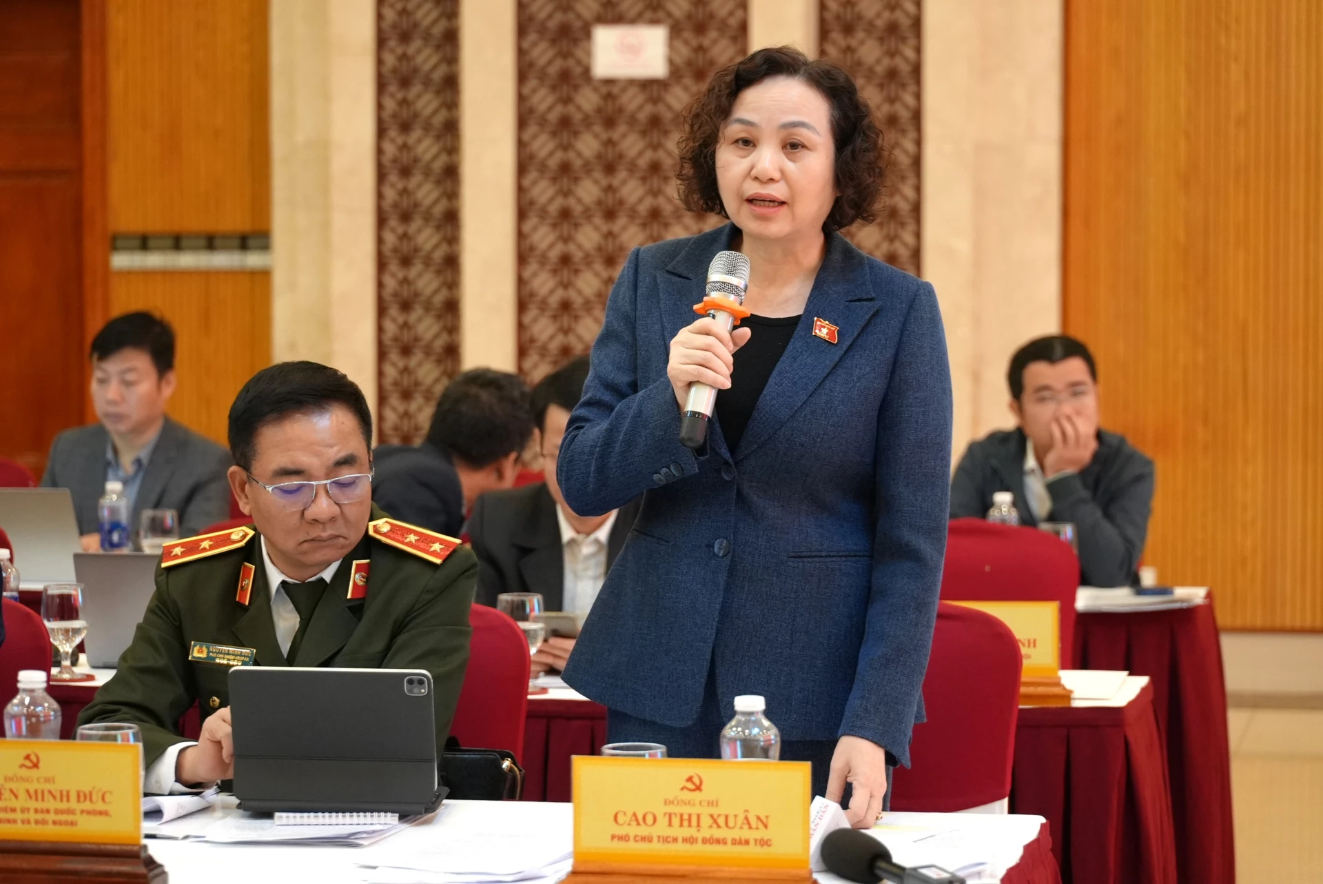 Đồng chí Cao Thị Xuân, Phó Chủ tịch Hội đồng Dân tộc của Quốc hội phát biểu tại buổi giám sát, kiểm tra - Ảnh: Trung Đức