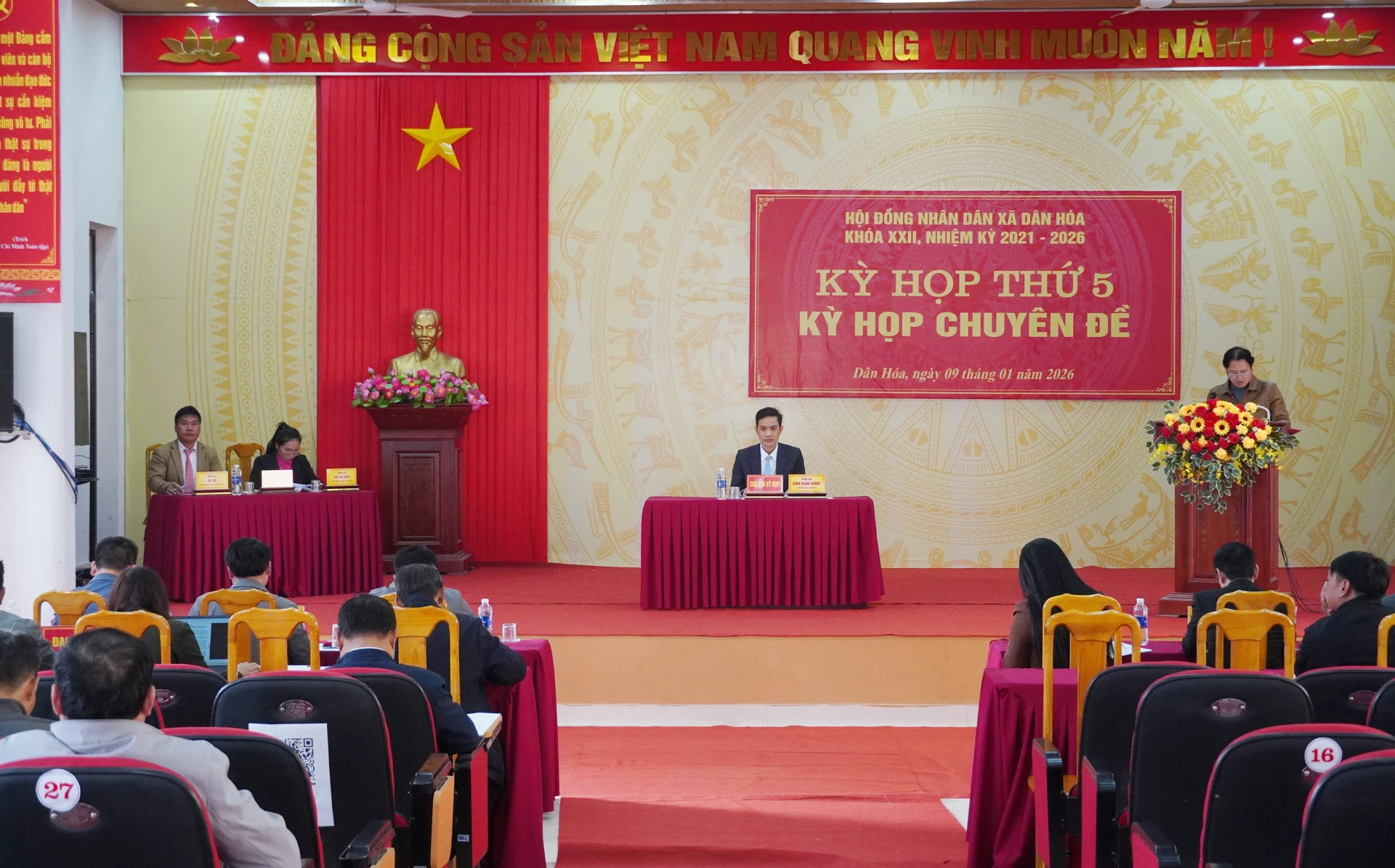 Toàn cảnh kỳ họp thứ 3, HĐND xã Dân Hóa, khóa XXII, nhiệm kỳ 2021-2026 - Ảnh: X.P