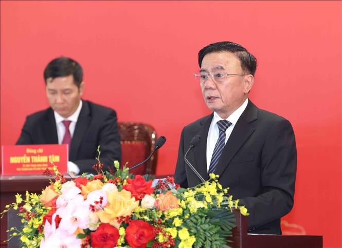 Thường trực Ban Bí thư Trần Cẩm Tú phát biểu tại Họp báo quốc tế về Đại hội XIV của Đảng. Ảnh: Phương Hoa - Minh Quyết/TTXVN