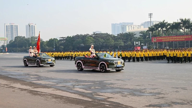 Cán bộ, chiến sĩ Công an nhân dân xuất quân và diễn tập bảo vệ Đại hội đại biểu toàn quốc lần thứ XIV của Đảng.