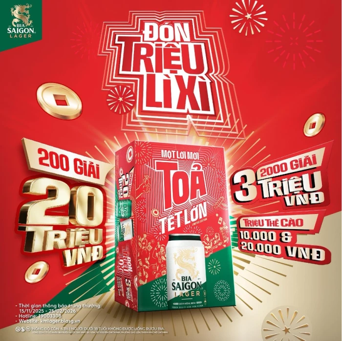 Bia Saigon cùng hàng triệu gia đình Việt đón lì xì, 'tỏa Tết lớn' trước thềm năm mới