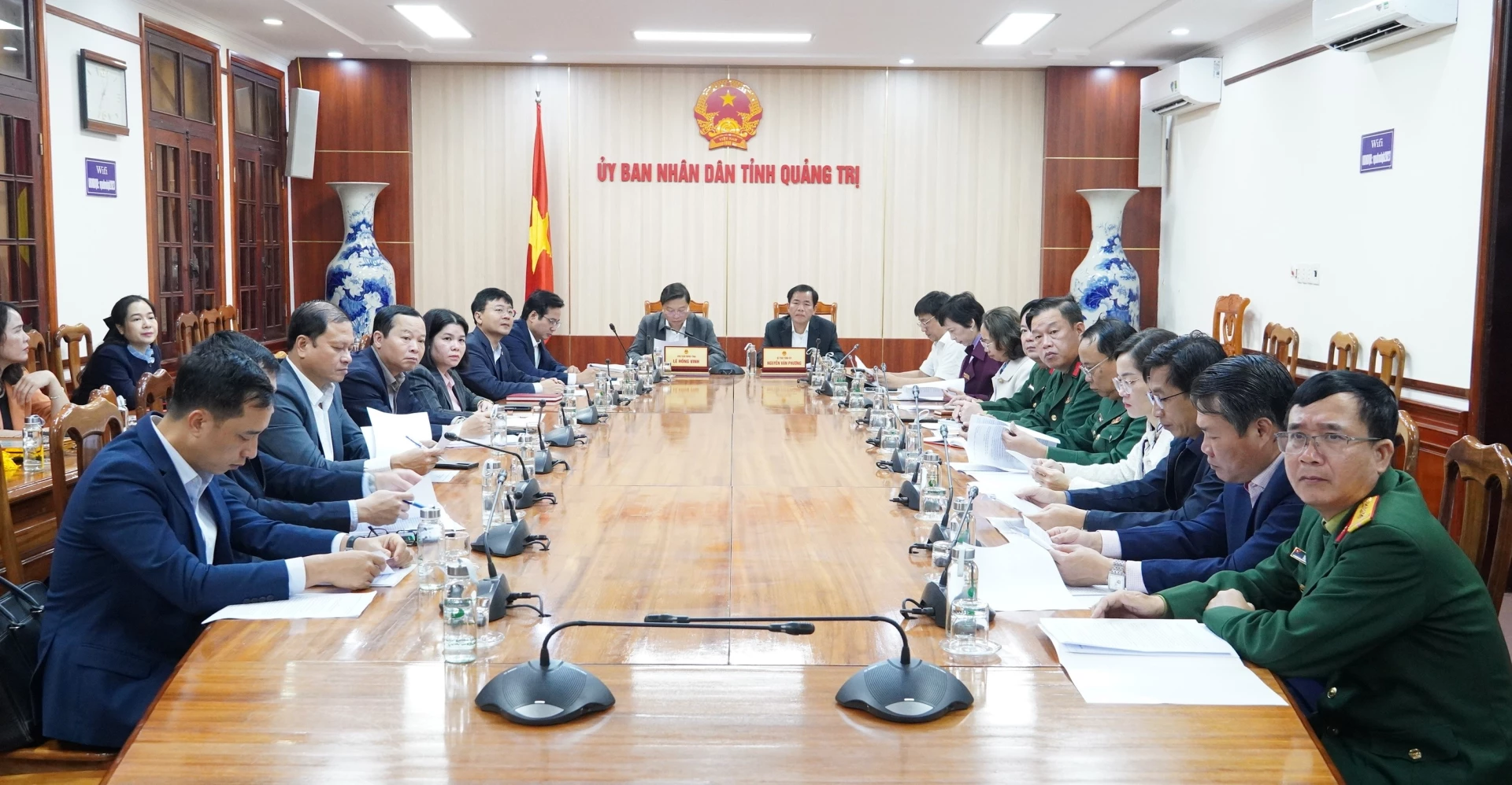 Quang cảnh hội nghị tại điểm cầu Quảng Trị - Ảnh: QV