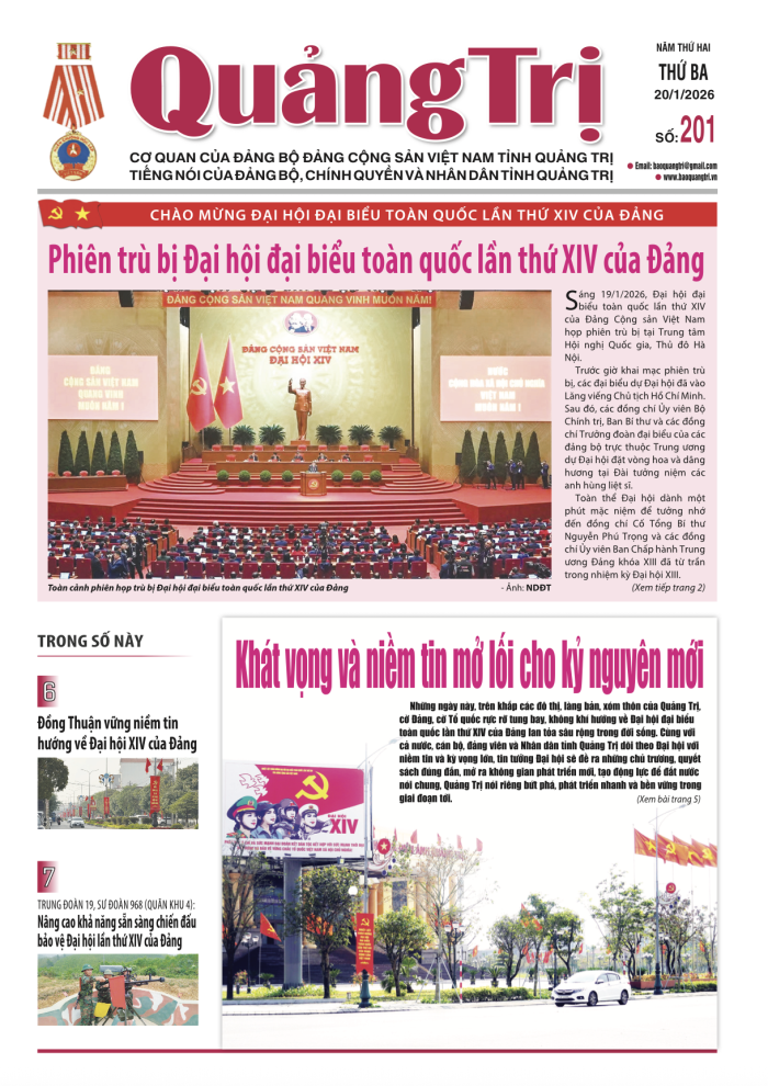 Báo Quảng Trị số 201 - Ngày 20-01-2026