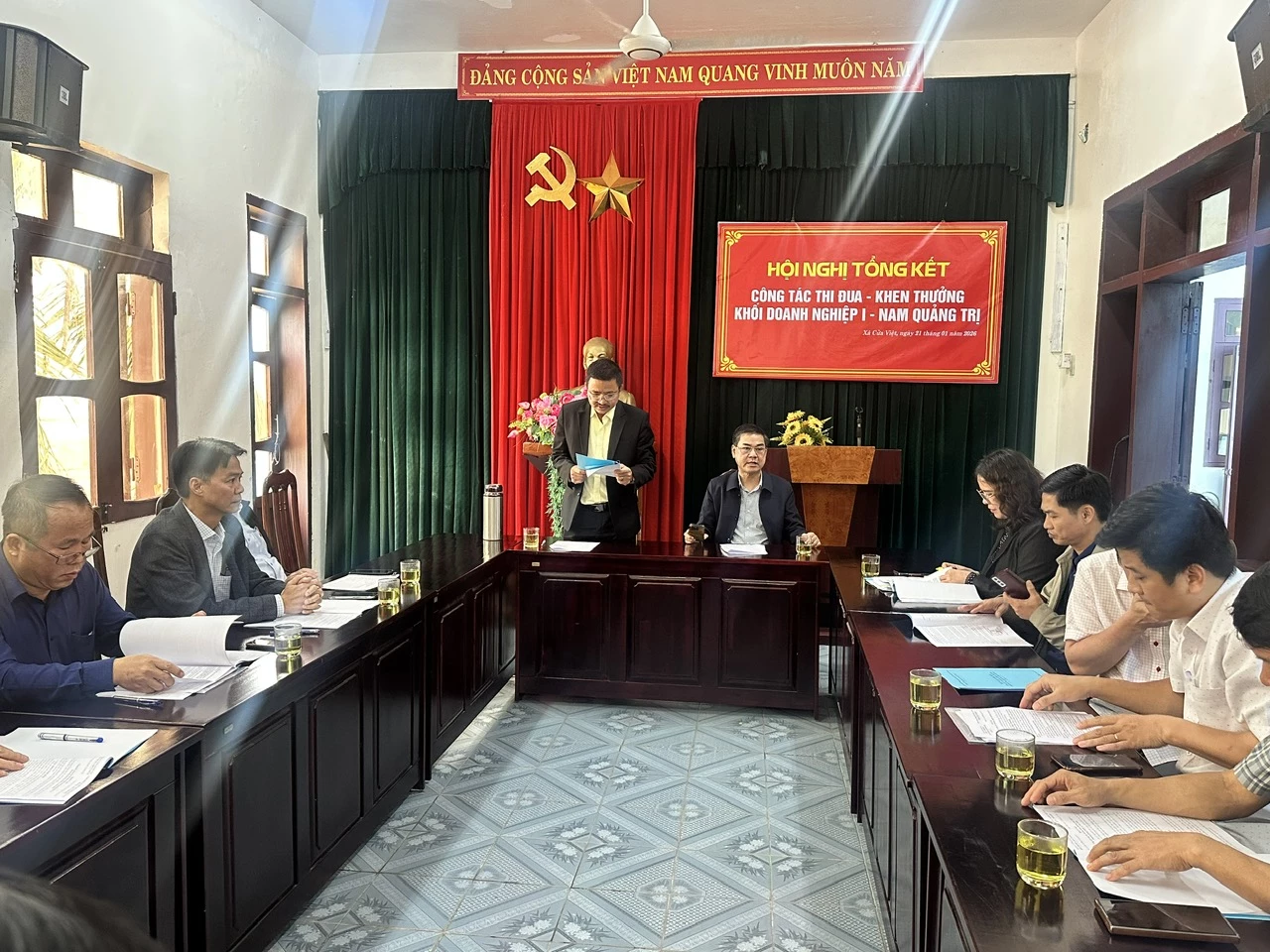 Toàn cảnh hội nghị Tổng kết công tác thi đua – khen thưởng năm 2025 khối Doanh nghiệp I - Nam Quảng Trị. Ảnh: V.A