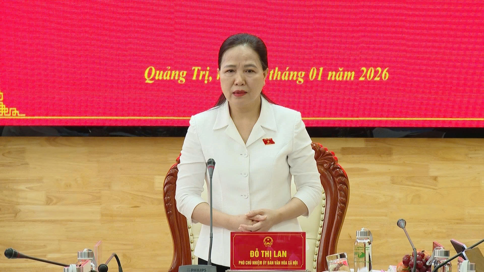 Đồng chí Đỗ Thị Lan, Phó Chủ nhiệm Uỷ ban Văn hoá và Xã hội của Quốc hội kết luận buổi làm việc - Ảnh: C.H