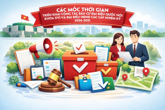 Các mốc thời gian triển khai công tác bầu cử đại biểu Quốc hội khóa XVI và đại biểu HĐND các cấp nhiệm kỳ 2026-2031