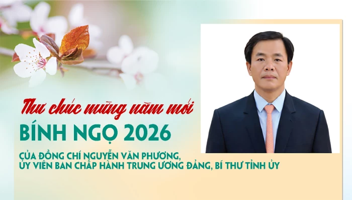 Thư chúc mừng năm mới Bính Ngọ 2026 của đồng chí Nguyễn Văn Phương, Ủy viên Ban Chấp hành Trung ương Đảng, Bí thư Tỉnh ủy