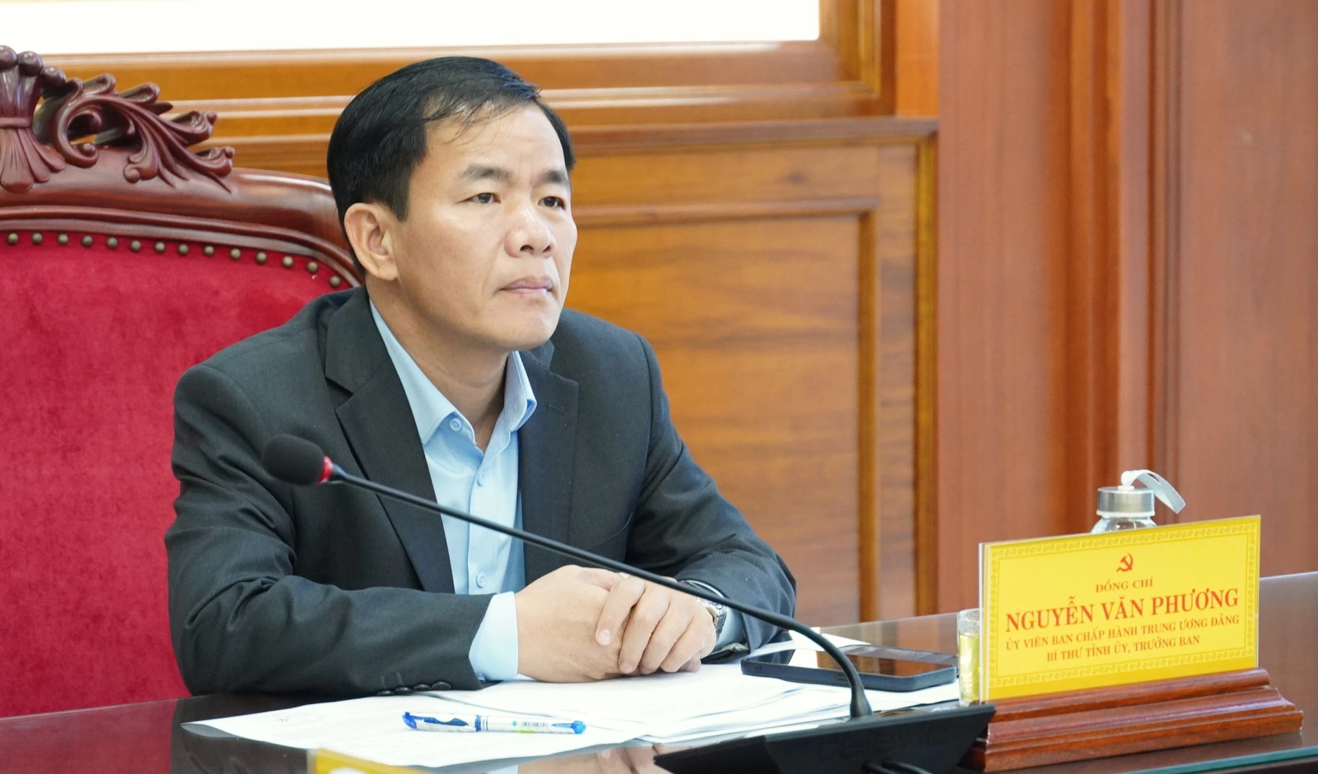 Đồng chí Nguyễn Văn Phương, Bí thư Tỉnh ủy chủ trì phiên họp - Ảnh: QV