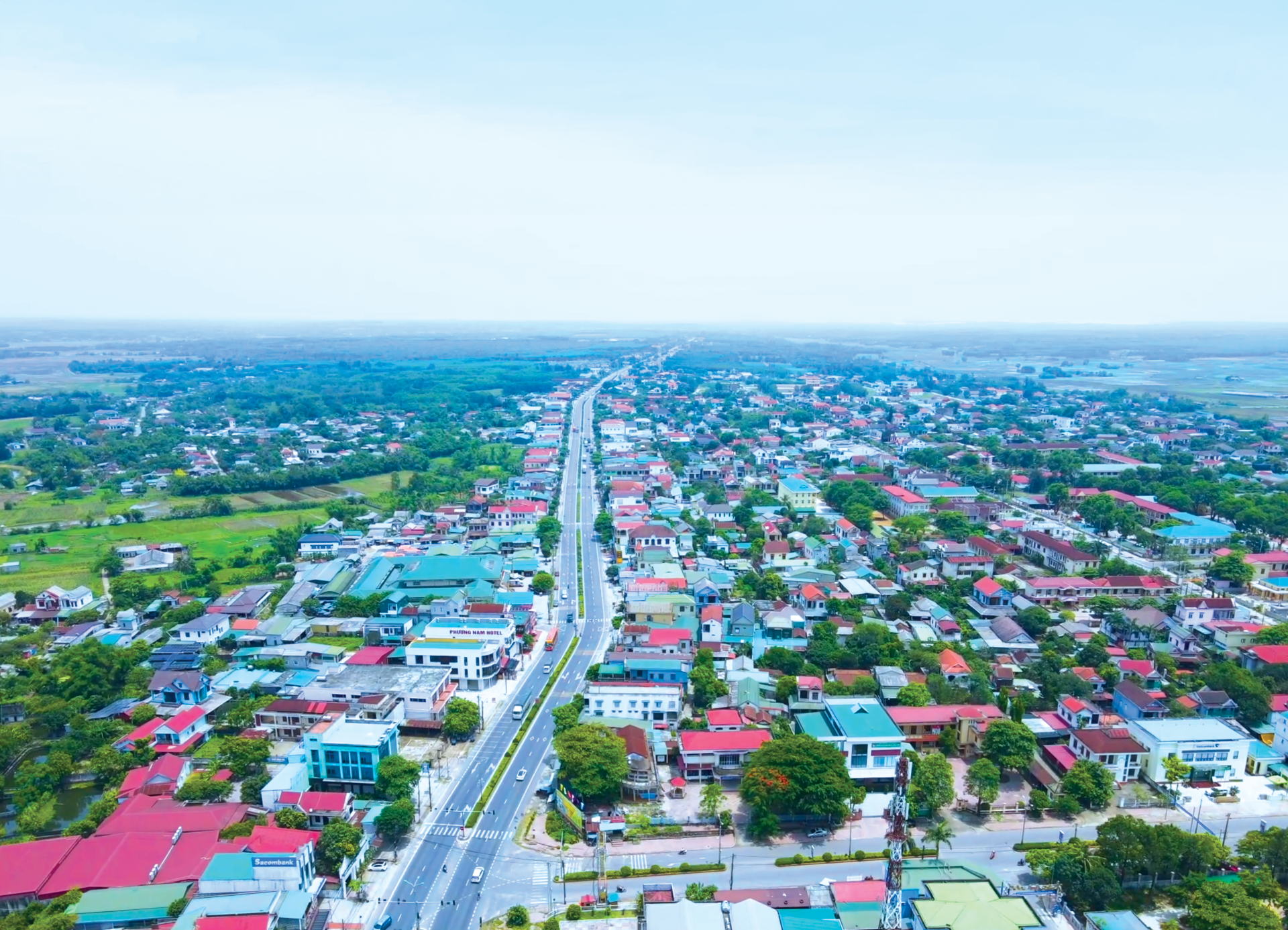 Xã Vĩnh Linh (trước là thị trấn Hồ Xá) nhìn từ trên cao - Ảnh: H.N