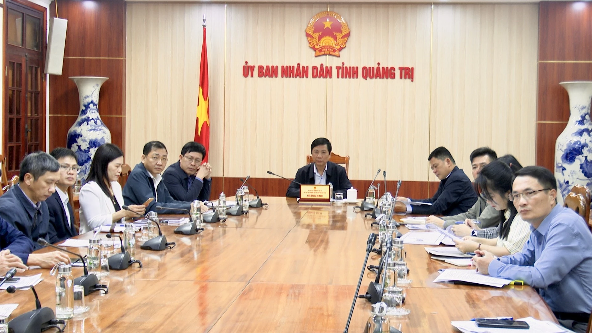 Quang cảnh hội nghị tại điểm cầu Quảng Trị - Ảnh: Q.N