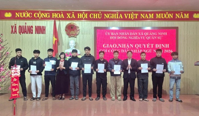 Xã Quảng Ninh: Lễ giao, nhận quyết định gọi công dân nhập ngũ năm 2026
