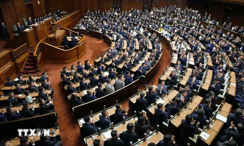 Toàn cảnh một phiên họp Quốc hội Nhật Bản tại thủ đô Tokyo. (Ảnh: Kyodo/TTXVN)