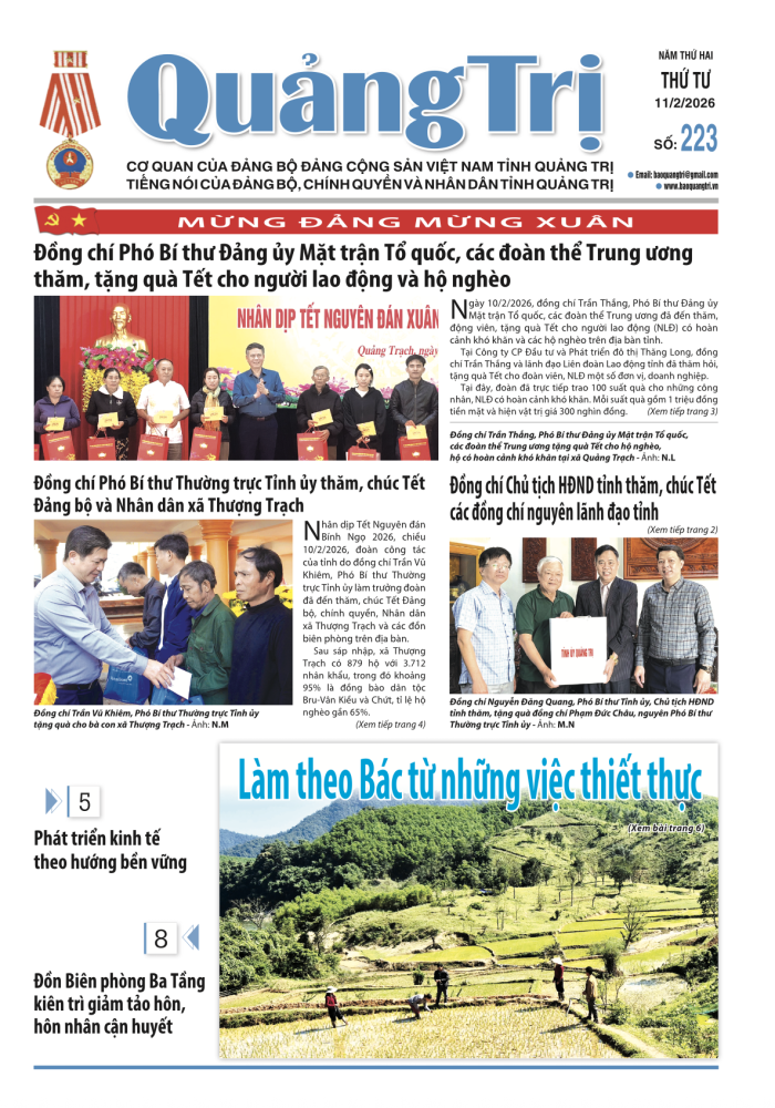 Báo Quảng Trị số 223 - Ngày 11-02-2026