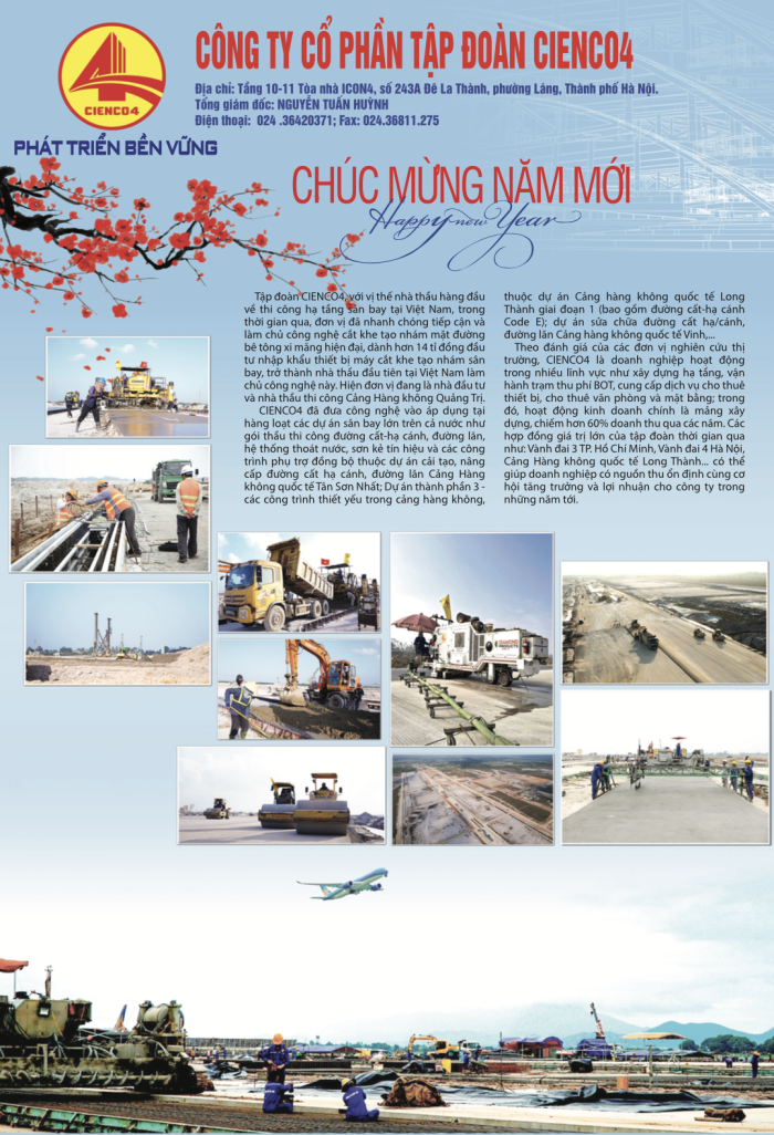 Công ty Cổ phần Tập đoàn CIENCO4 chúc mừng năm mới