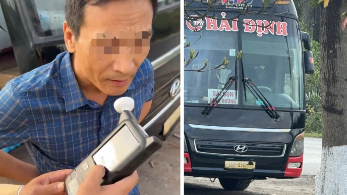 Lập biên bản tài xế vi phạm nồng độ cồn, không có bằng lái khi đang điều khiển xe khách