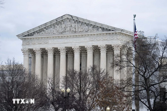 Tòa án Tối cao Mỹ ở Washington, D.C. (Ảnh: THX/TTXVN)