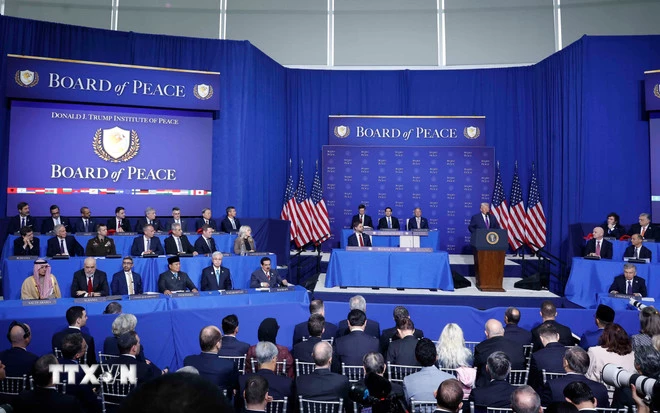 Phiên khai mạc Hội đồng Hòa bình về Gaza tại Thủ đô Washington D.C., Hoa Kỳ. (Ảnh: Thống Nhất/TTXVN)