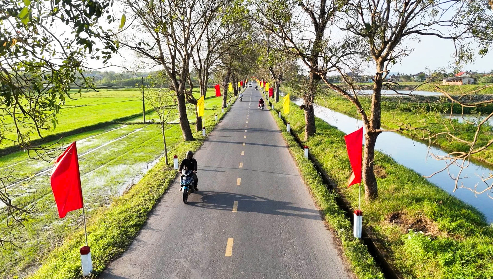 Tuyến đường trung tâm xã Hải Lăng rực rở sắc màu đón Tết