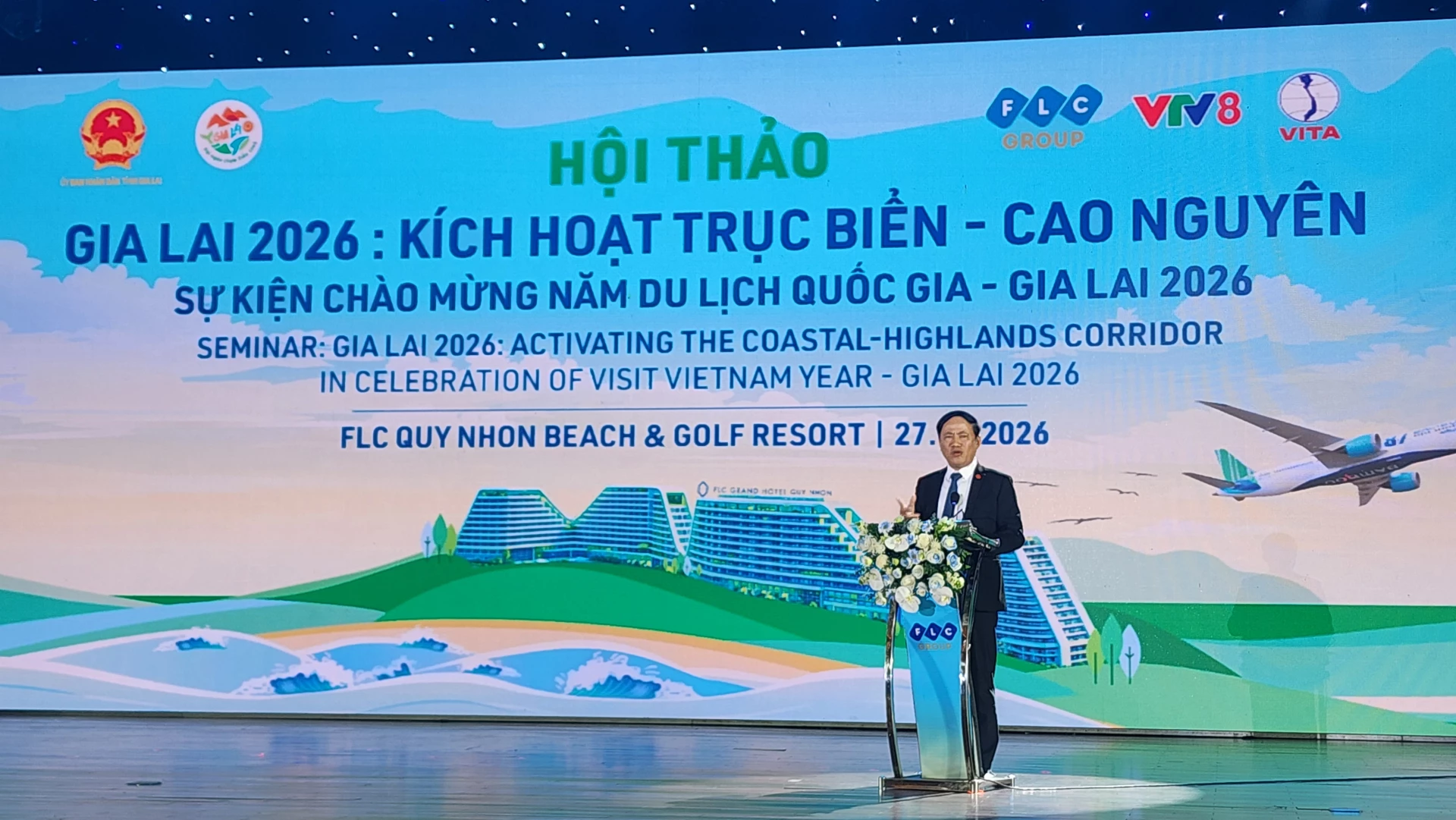 Chủ tịch UBND tỉnh Gia Lai Phạm Anh Tuấn phát biểu khai mạc Hội thảo - Ảnh: Tạ Hưng