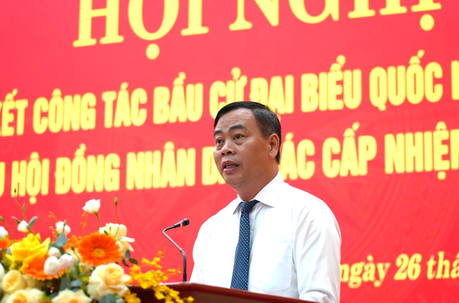 Đồng chí Nguyễn Đăng Quang, Chủ tịch HĐND tỉnh, Chủ tịch Ủy ban bầu cử tỉnh kết luận hội nghị - Ảnh: T.Đ