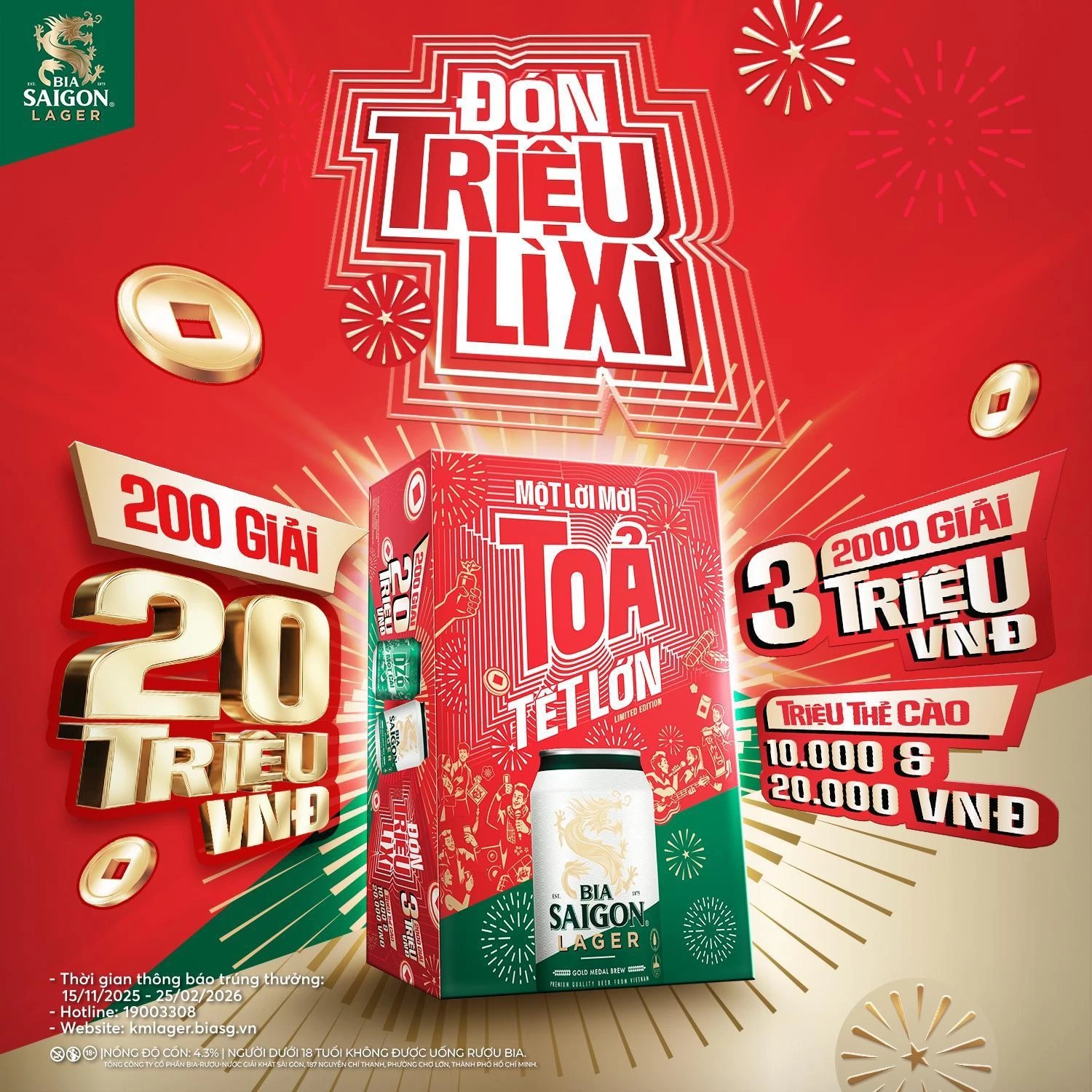 Chương trình “Đón Triệu Lì Xì, Tỏa Tết Lớn” của Bia Saigon Lager 