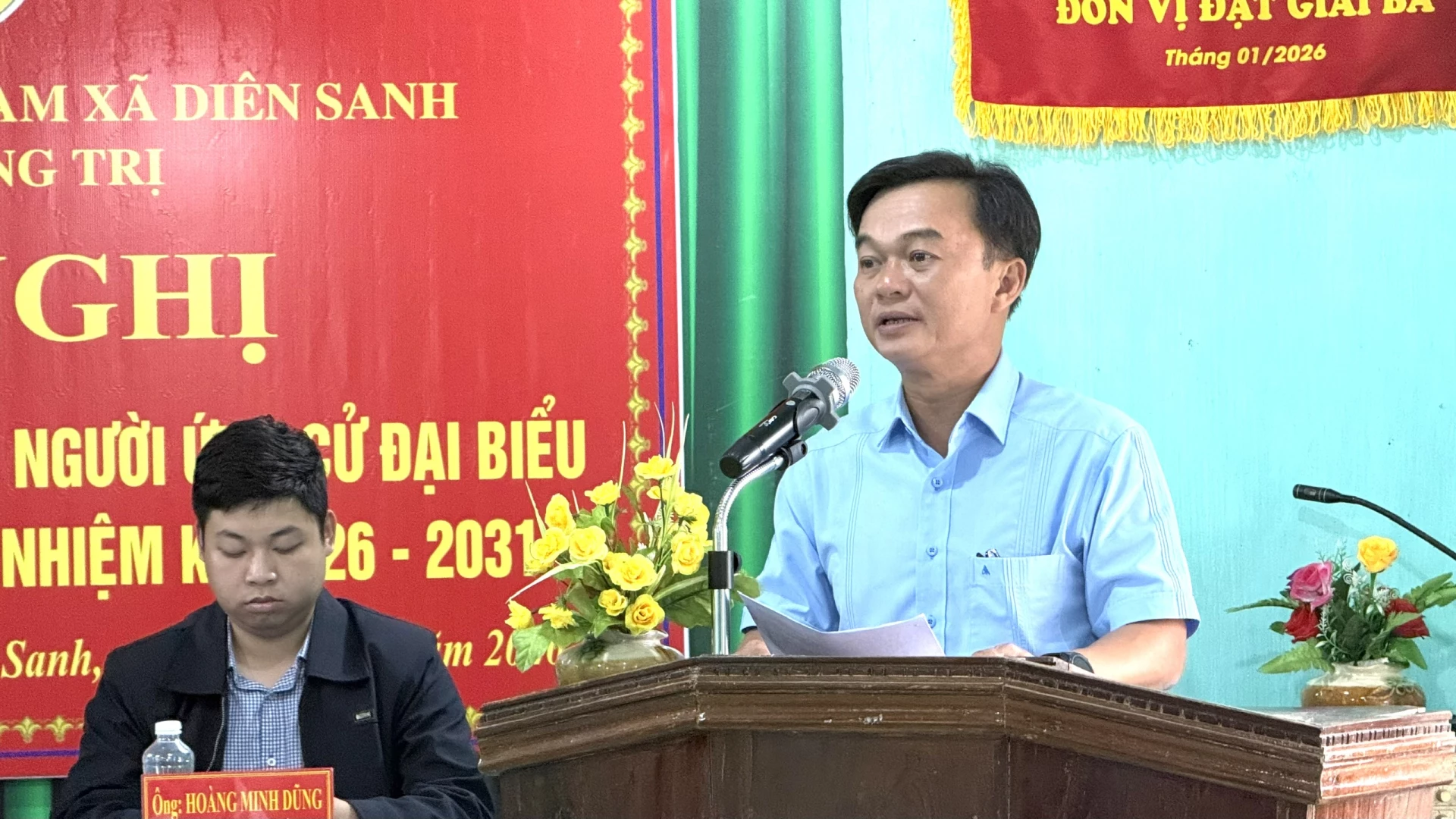 Ông Nguyễn Chiến Thắng, Phó Bí thư Tỉnh ủy, Chủ tịch Ủy ban MTTQ Việt Nam tỉnh phát biểu tiếp thu ý kiến của cử tri - Ảnh: NL