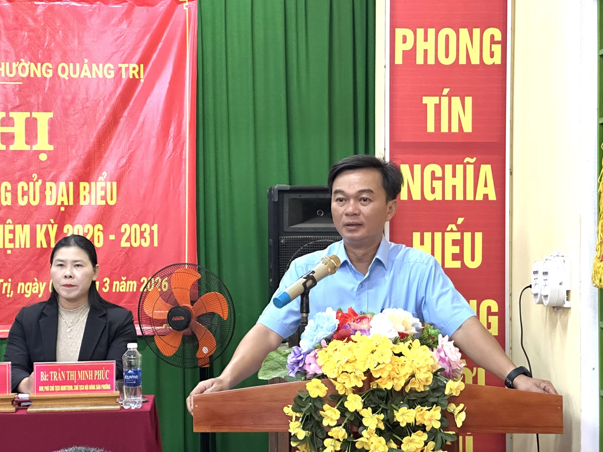 Ông Nguyễn Chiến Thắng - Phó Bí thư Tỉnh ủy, Chủ tịch Ủy ban MTTQ Việt Nam tỉnh trình bày chương trình hành động - Ảnh: NL