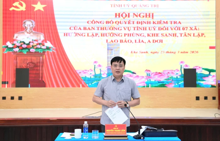 Đoàn kiểm tra của Ban Thường vụ Tỉnh ủy làm việc với các địa phương