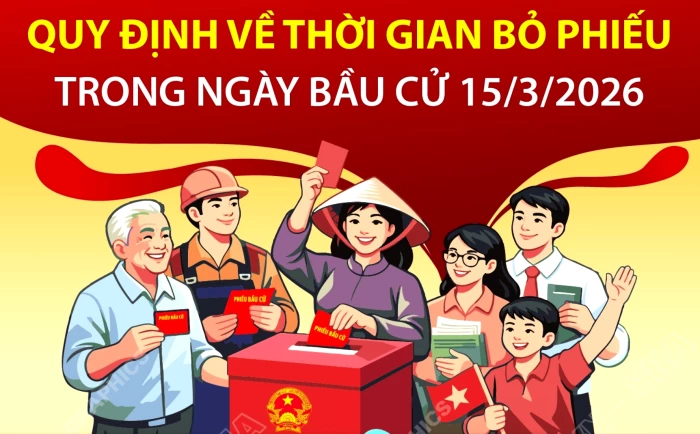 Quy định về thời gian bỏ phiếu trong ngày bầu cử 15/3/2026