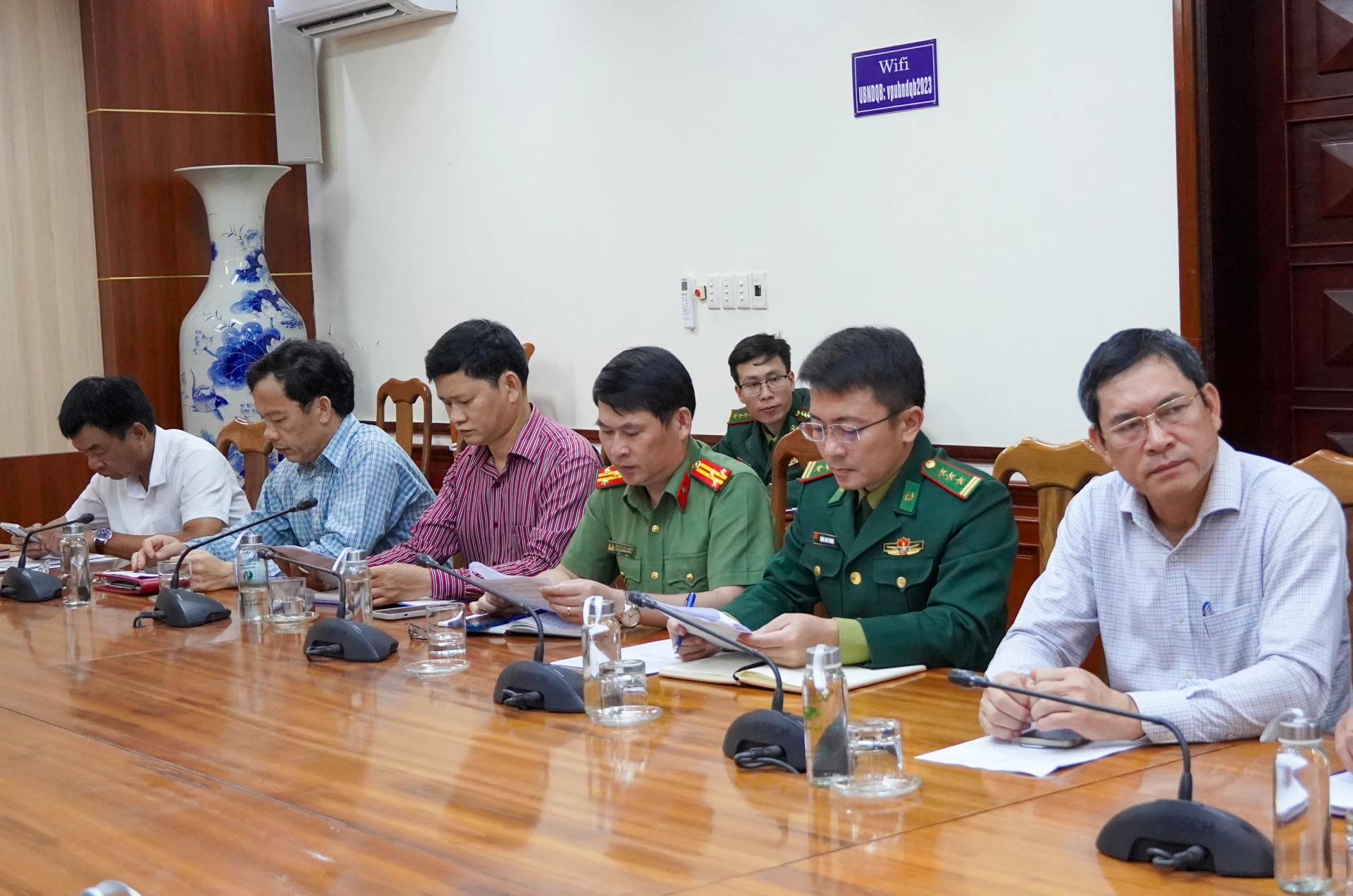 Các đại biểu tham dự cuộc họp tại điểm cầu tỉnh Quảng Trị - Ảnh: N.H