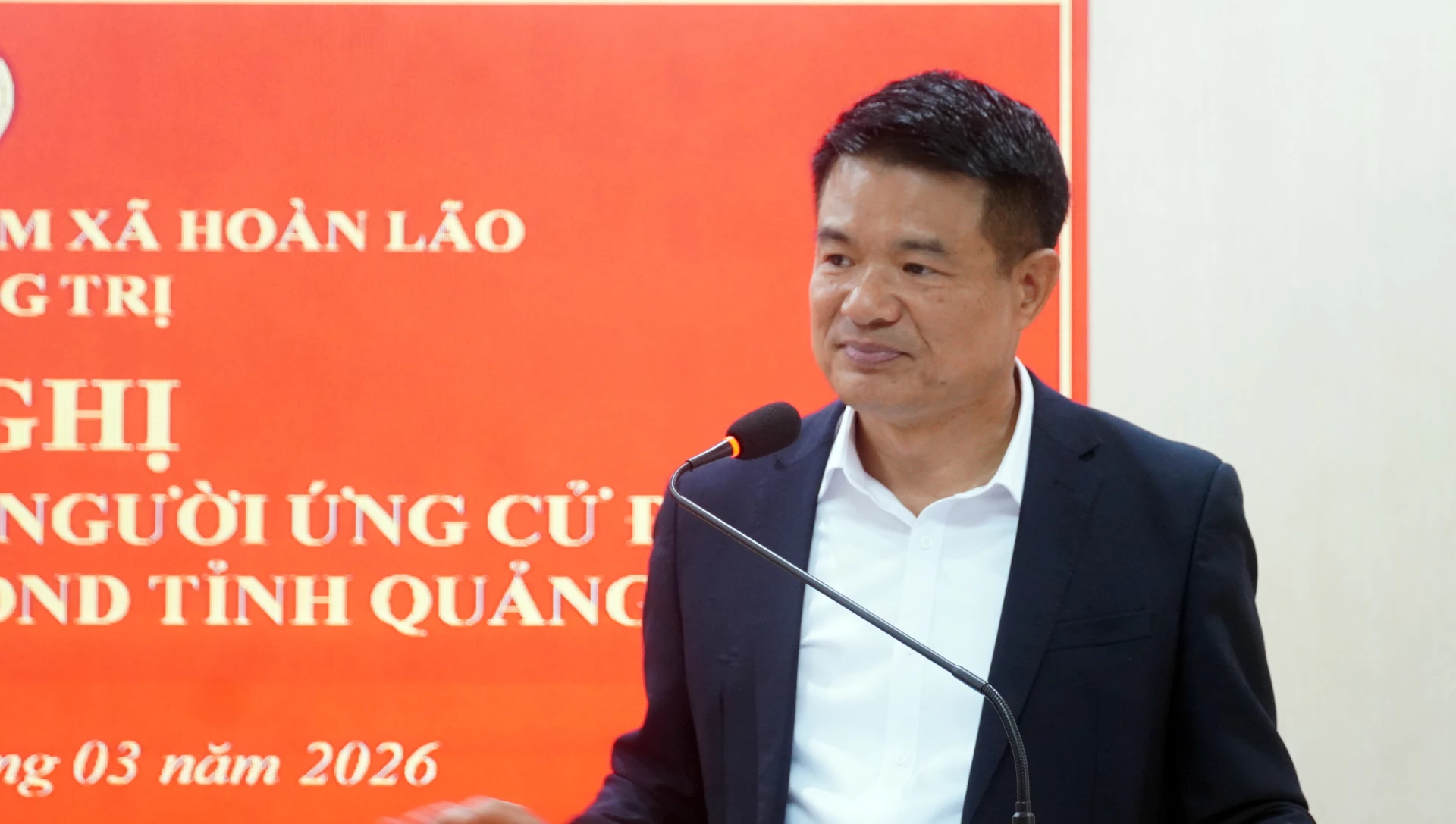 Ông Nguyễn Huy Tiến, Ủy viên Ban Chấp hành Trung ương Đảng, Ủy viên Ban Thường vụ Đảng ủy các cơ quan Đảng Trung ương, Bí thư Đảng ủy, Viện trưởng Viện Kiểm sát Nhân dân tối cao, ứng cử ĐBQH khóa XVI trình bày CTHĐ - Ảnh: N.M