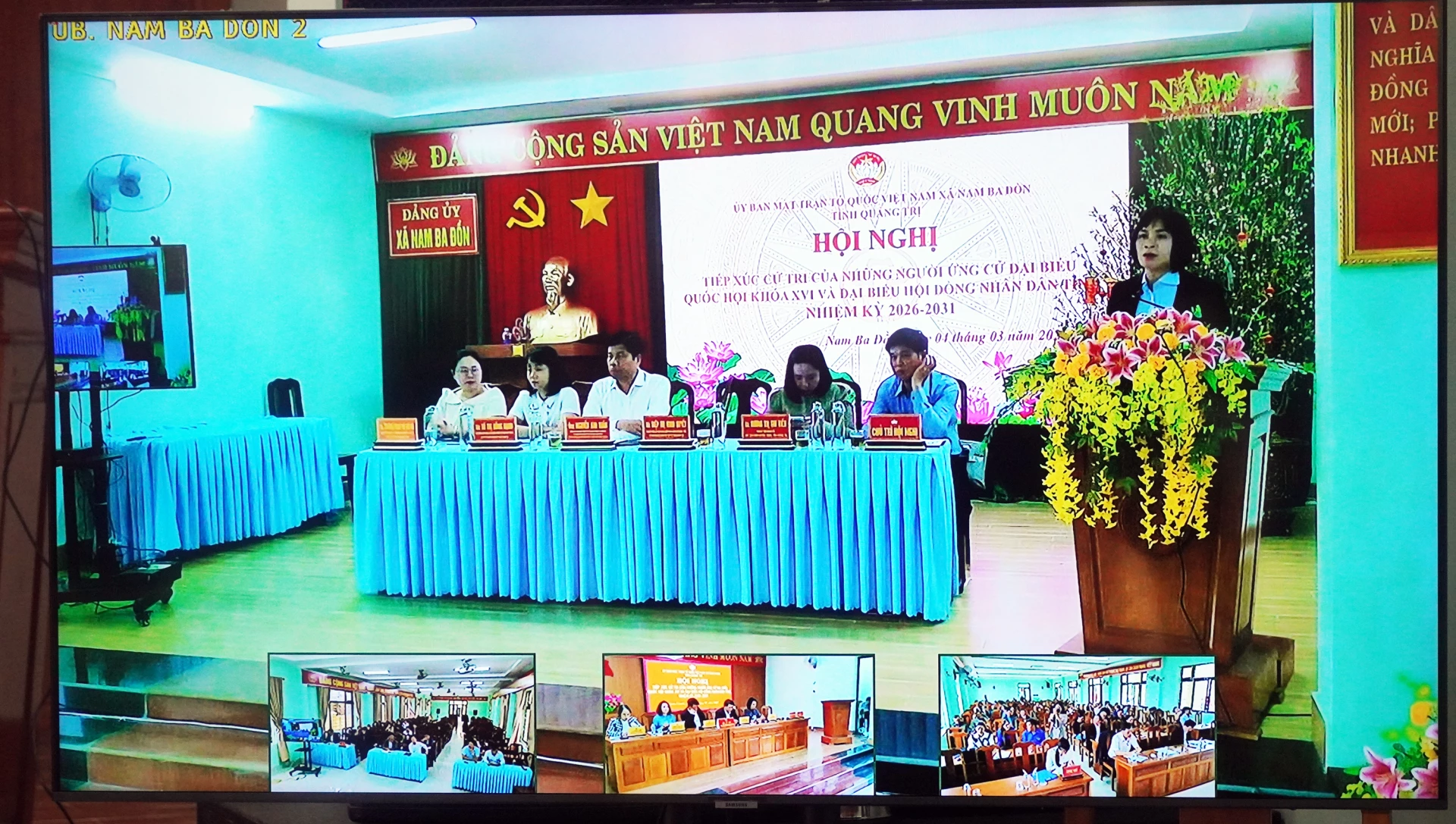 Quang cảnh hội nghị tiếp xúc cử tri tại điểm cầu xã Nam Ba Đồn - Ảnh: N.M