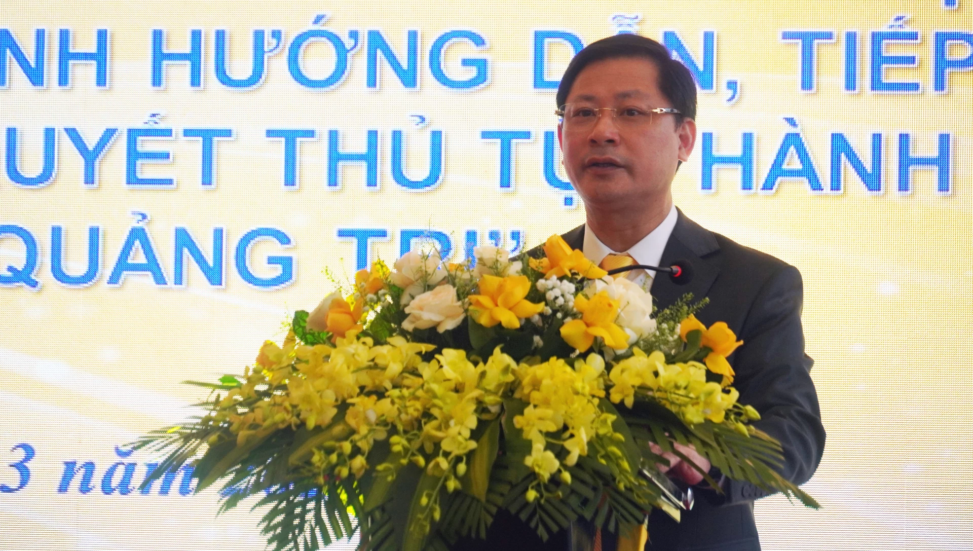 Đồng chí Chu Quang Hào, Phí Bí thư Đảng ủy, Tổng Giám đốc Tổng Công ty Bưu điện Việt Nam phát biểu tại buổi lễ - Ảnh: N.M