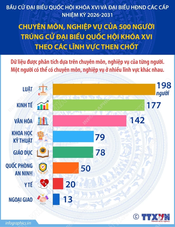 Chuyên môn, nghiệp vụ của 500 người trúng cử đại biểu Quốc hội khóa XVI