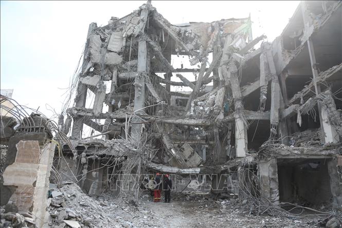 Tòa nhà bị phá huỷ sau các cuộc không kích của Israel xuống thủ đô Tehran, Iran ngày 12/3/2026. Ảnh: THX/TTXVN