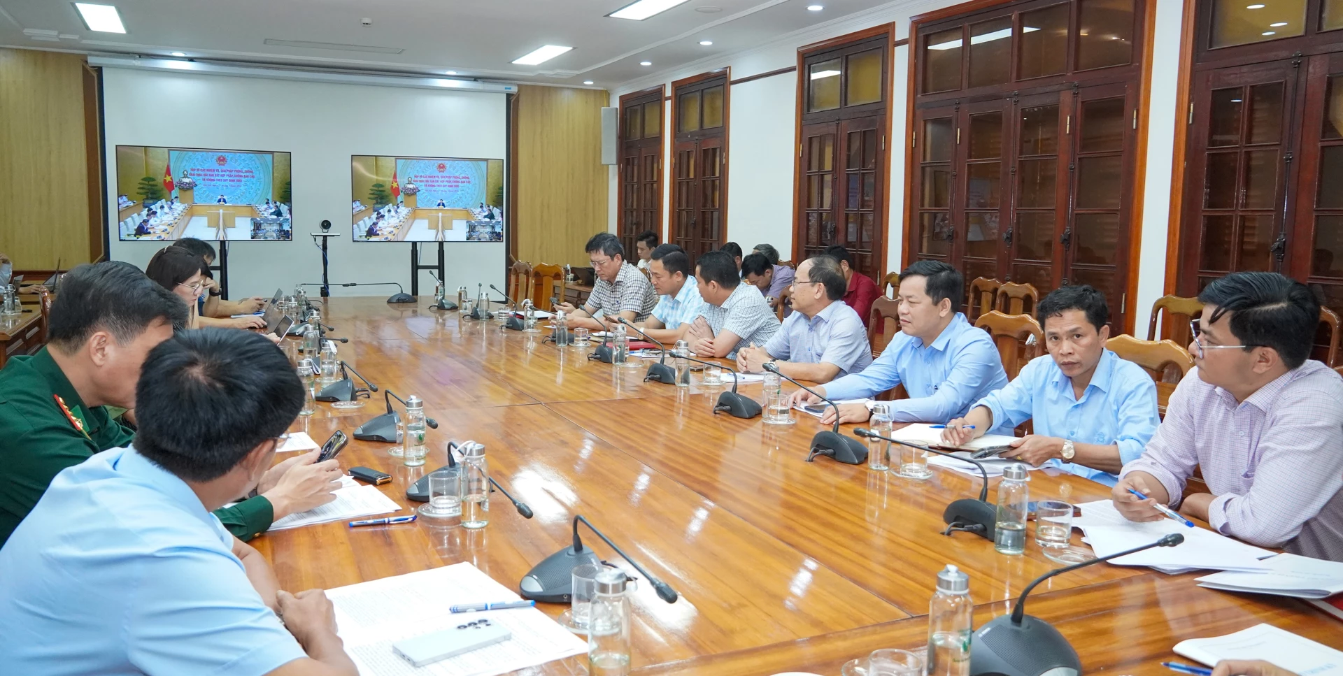 Quang cảnh cuộc họp tại điểm cầu tỉnh Quảng Trị - Ảnh: N.H