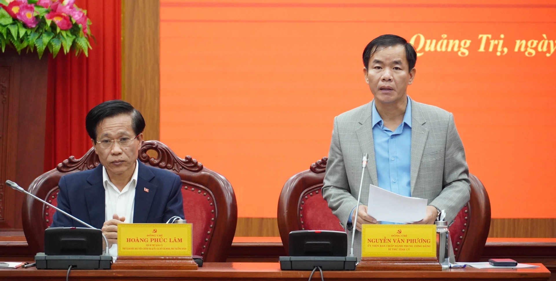 Đồng chí Nguyễn Văn Phương, Bí thư Tỉnh ủy khẳng định Ban Thường vụ Tỉnh ủy sẽ tập trung lãnh đạo, chỉ đạo thực hiện nghiêm túc Quyết định KT,GS - Ảnh: QV