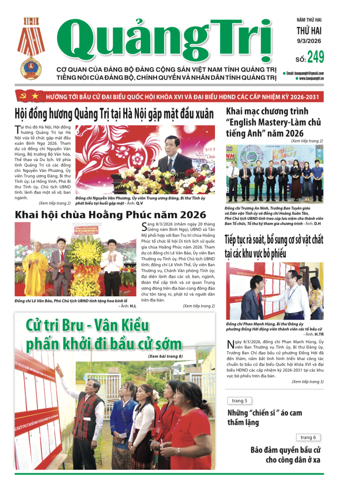 Báo Quảng Trị số 249 - Ngày 09-3-2026