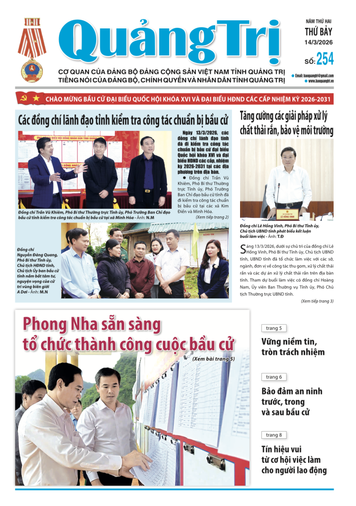 Báo Quảng Trị số 254 - Ngày 14-3-2026