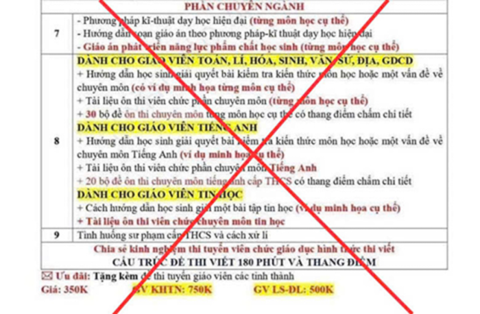 Đề nghị xử lý hoạt động rao bán tài liệu ôn thi tuyển viên chức giáo dục
