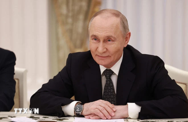 Tổng thống Nga Vladimir Putin phát biểu. (Ảnh: Dương Giang/TTXVN)