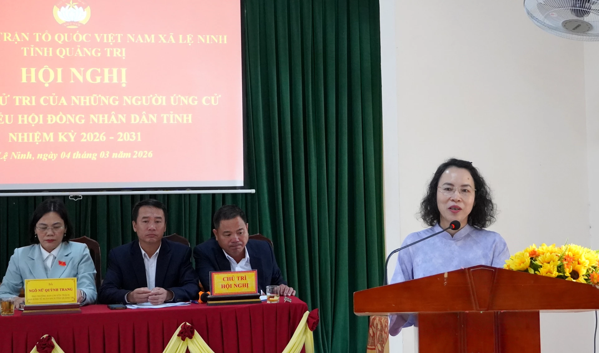 Bà Nguyễn Thị Bích Thuỷ, Tỉnh ủy viên, Ủy viên Ban Thường vụ Đảng ủy, Chủ nhiệm Ủy ban Kiểm tra Đảng ủy MTTQ Việt Nam tỉnh, Phó Chủ tịch Ủy ban MTTQ Việt Nam tỉnh, Chủ tịch Hội Liên hiệp Phụ nữ tỉnh trình bày chương trình hành động - Ảnh: H.Tr