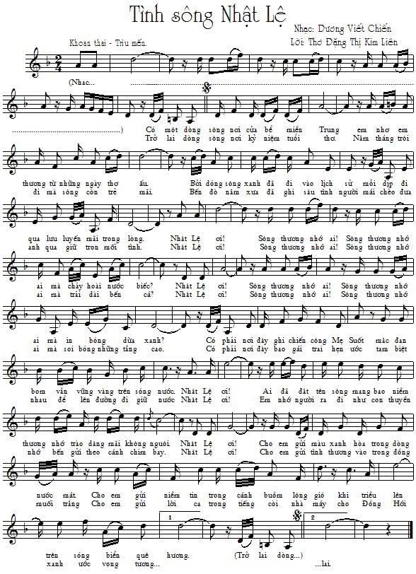 “Tình sông Nhật Lệ” được nhạc sĩ Dương Viết Chiến phổ nhạc thành ca khúc cùng tên - Ảnh: Nh.V