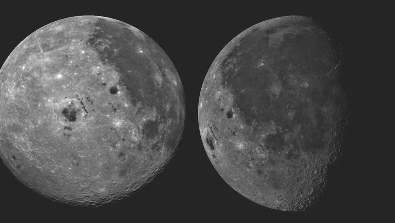 Lát cắt chụp Mặt Trăng với bồn địa Orientale. Ảnh: NASA Science