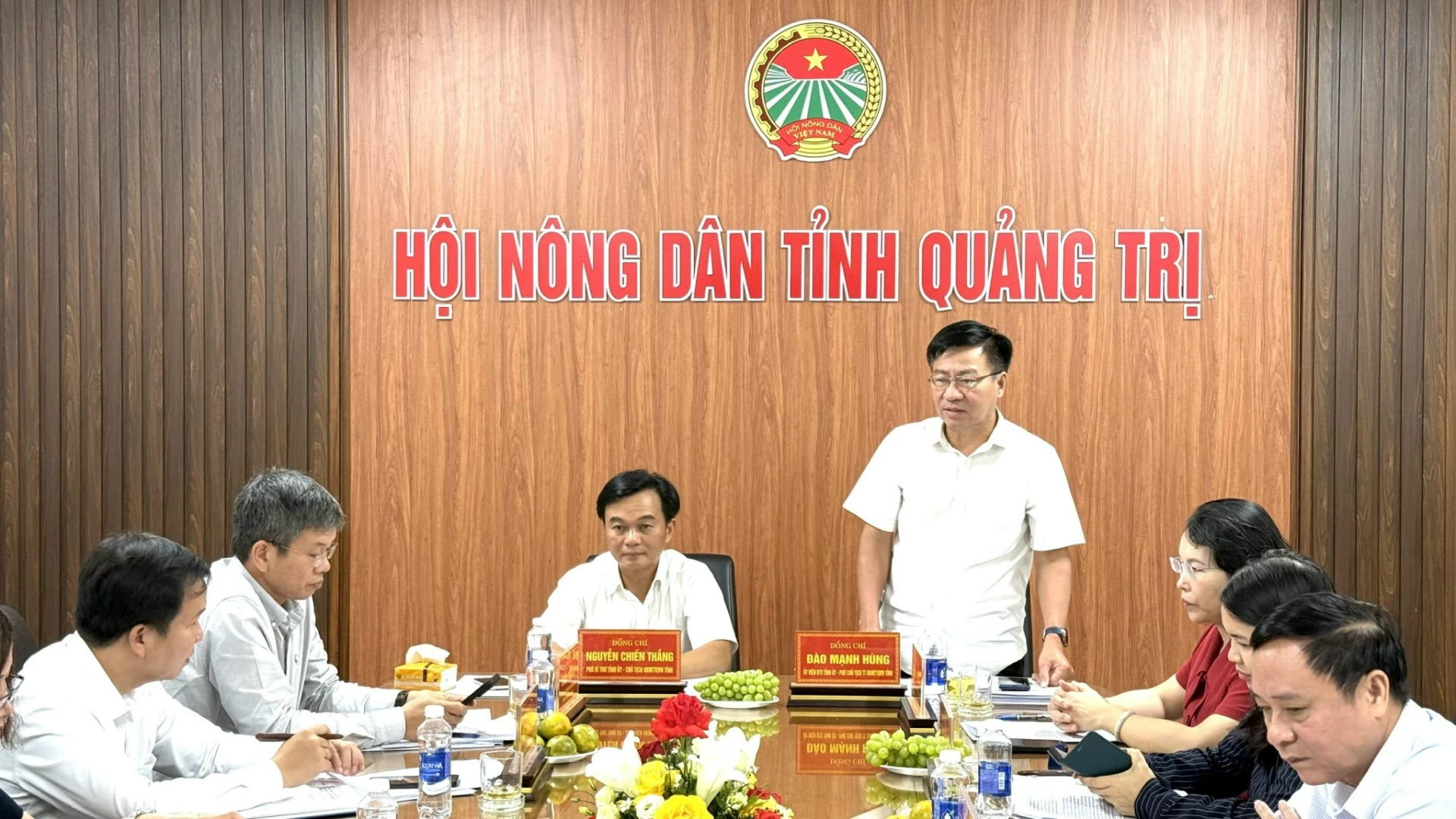 Đồng chí Đào Mạnh Hùng, Ủy viên Ban Thường vụ Tỉnh ủy, Phó Chủ tịch Thường trực Ủy ban MTTQ Việt Nam tỉnh phát biểu tại buổi làm việc - Ảnh: NL