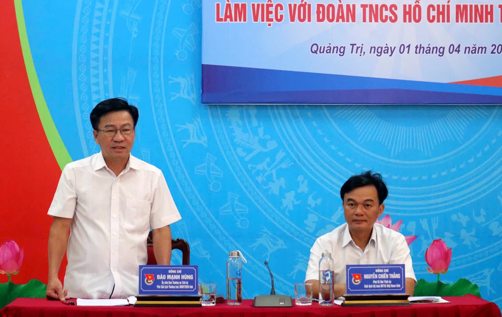 Đồng chí Đào Mạnh Hùng, Ủy viên Ban Thường vụ Tỉnh ủy, Phó Chủ tịch Thường trực Ủy ban MTTQ Việt Nam tỉnh phát biểu tại buổi làm việc - Ảnh: N.L