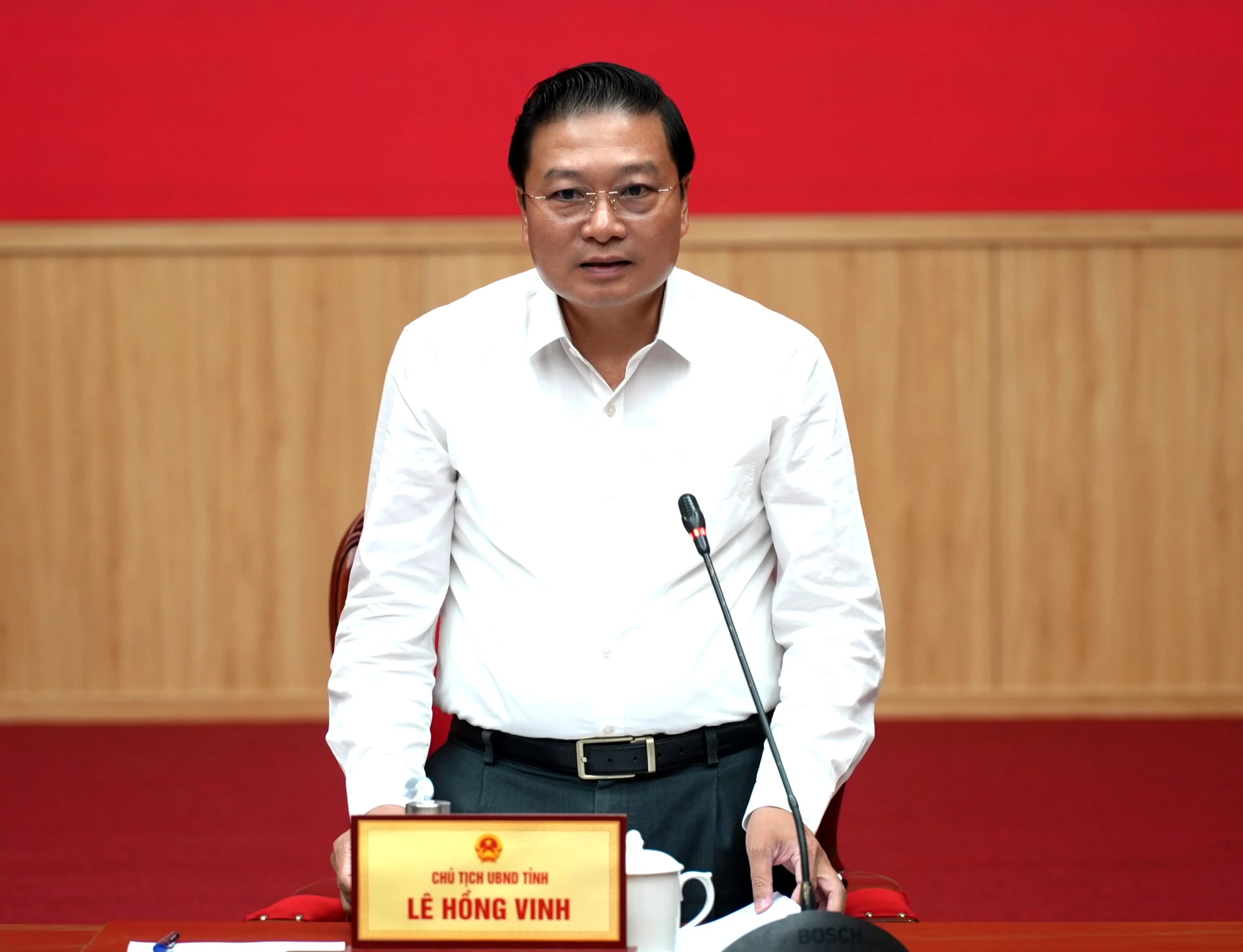Đồng chí Lê Hồng Vinh, Chủ tịch UBND tỉnh phát biểu đặt vấn đề tại phiên họp - Ảnh: T.Đ